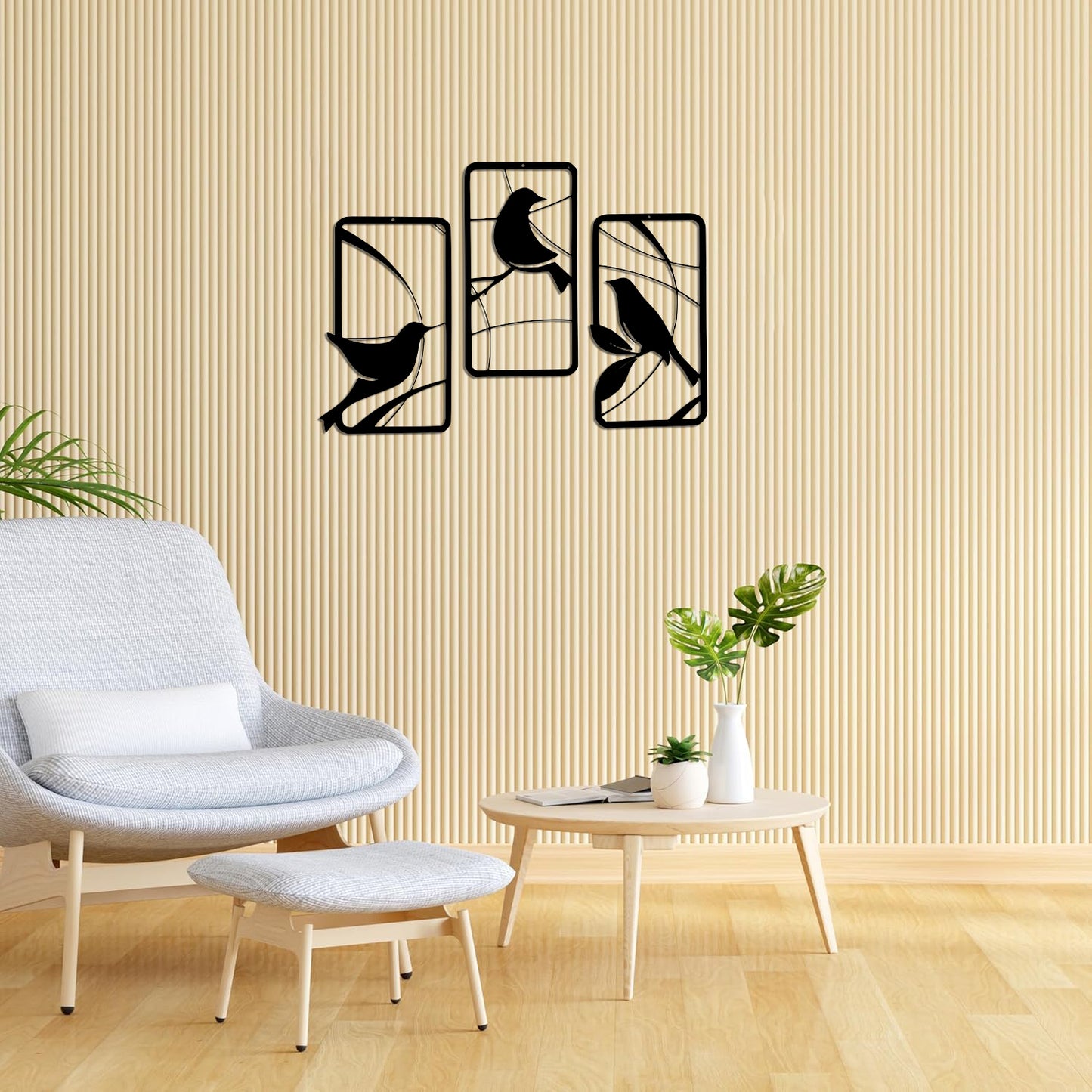 Three Birds Metal Wall Art | Minimal Modern Decor | The Slan