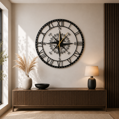 Navigator Compass Metal Wall Clock | Luxury Decorative Wall Clock | The Slan