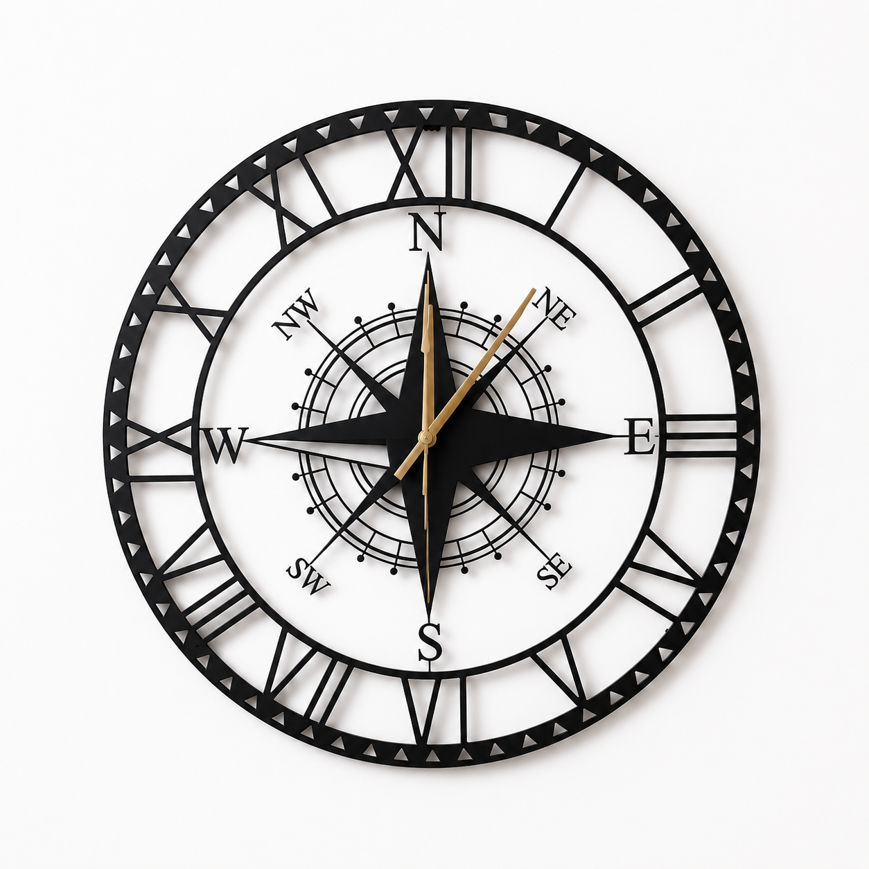 Navigator Compass Metal Wall Clock | Luxury Decorative Wall Clock | The Slan
