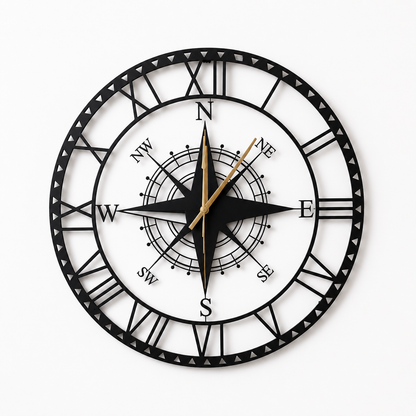 Navigator Compass Metal Wall Clock | Luxury Decorative Wall Clock | The Slan
