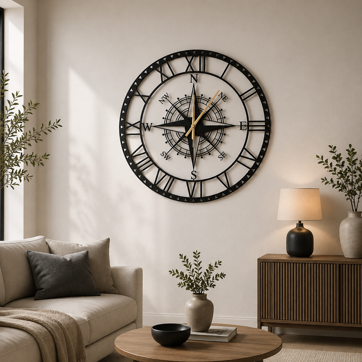 Navigator Compass Metal Wall Clock | Luxury Decorative Wall Clock | The Slan