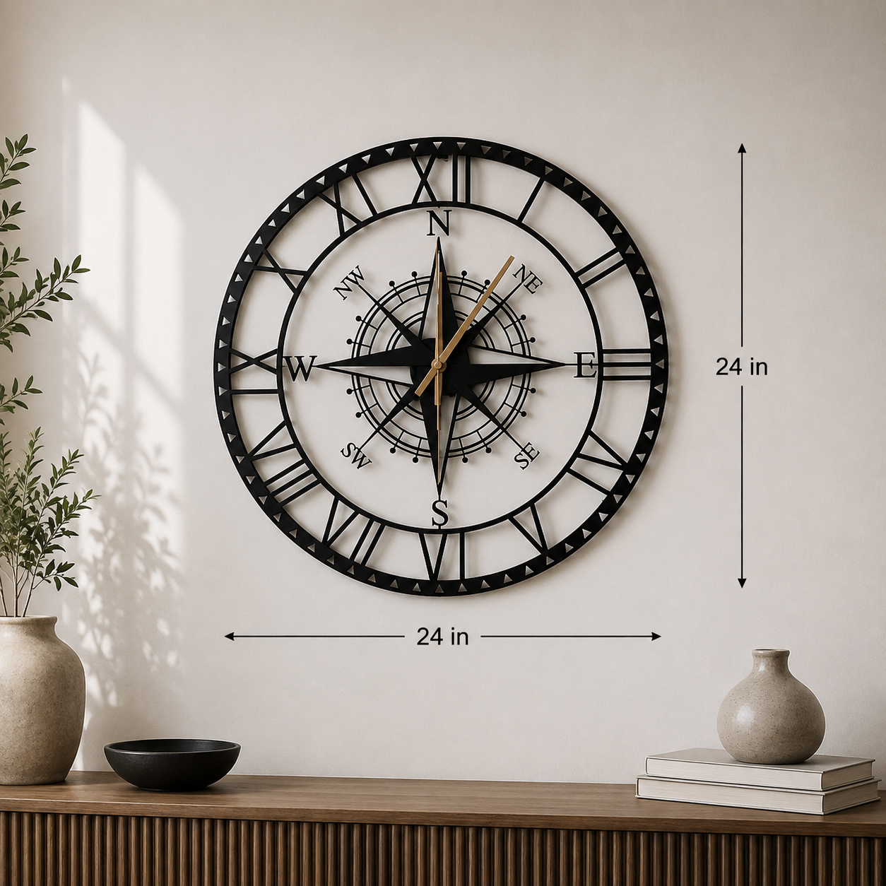 Navigator Compass Metal Wall Clock | Luxury Decorative Wall Clock | The Slan