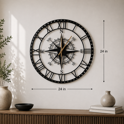 Navigator Compass Metal Wall Clock | Luxury Decorative Wall Clock | The Slan