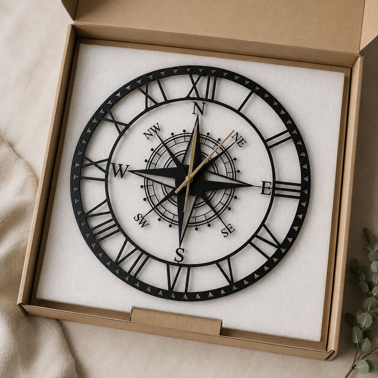 Navigator Compass Metal Wall Clock | Luxury Decorative Wall Clock | The Slan