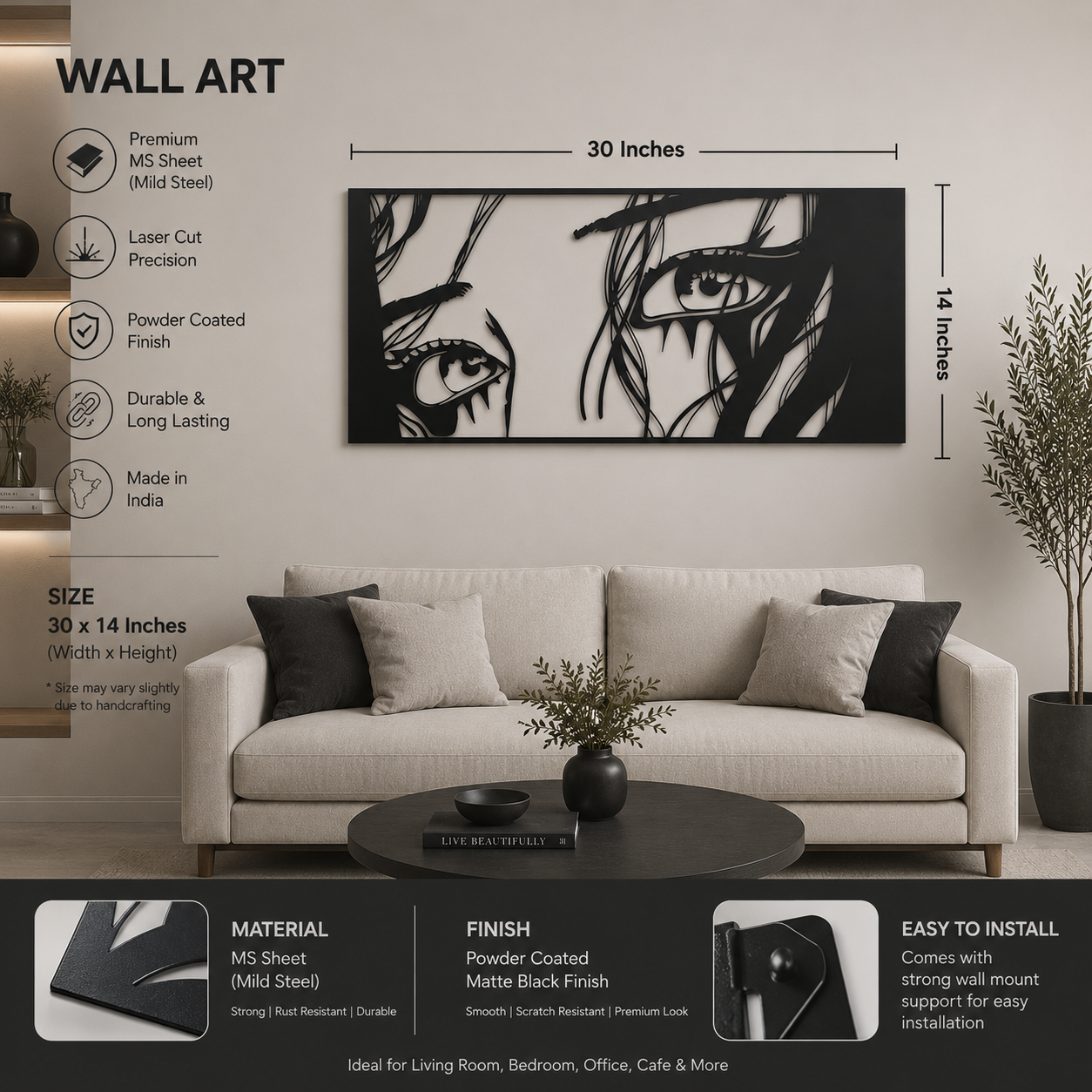 The Gaze Metal Wall Art | Luxury Metal Wall Decor | The Slan