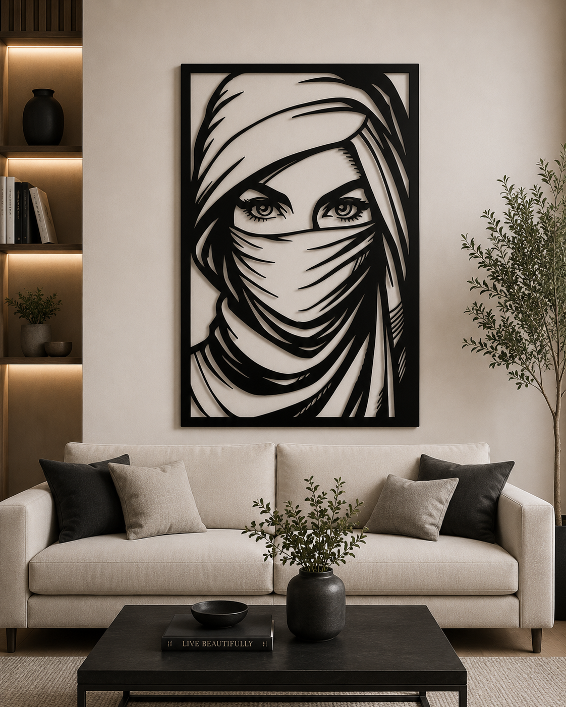 Mystic Veil Metal Wall Art | Luxury Abstract Woman Wall Decor