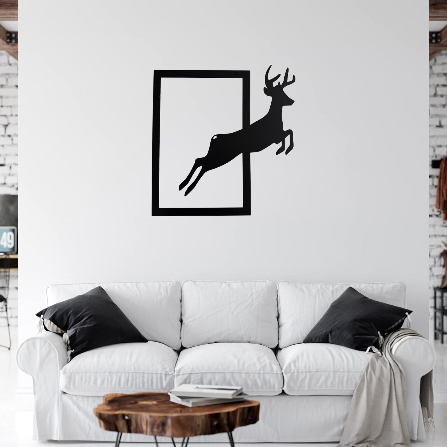 Jumping Deer Metal Wall Art | Minimal Nature Wall Decor | The Slan