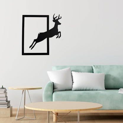 Jumping Deer Metal Wall Art | Minimal Nature Wall Decor | The Slan