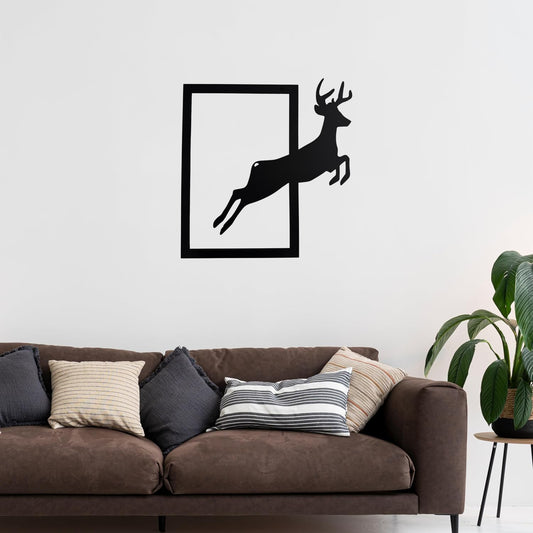 Jumping Deer Metal Wall Art | Minimal Nature Wall Decor | The Slan
