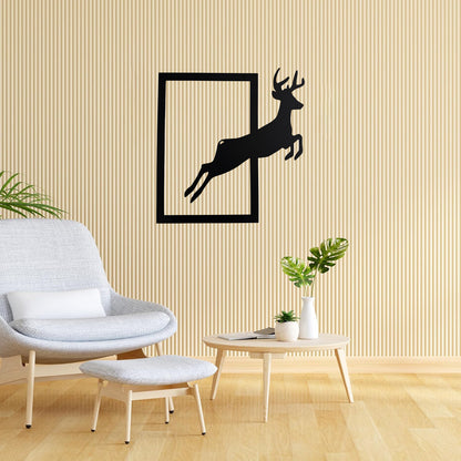 Jumping Deer Metal Wall Art | Minimal Nature Wall Decor | The Slan