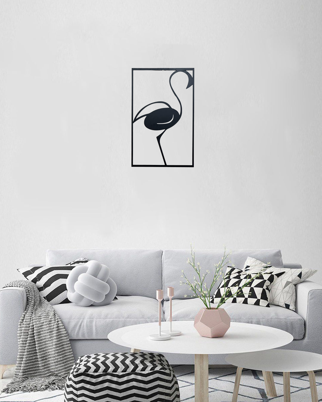 Minimal Flamingo Metal Wall Art | Modern Bird Wall Decor | The Slan