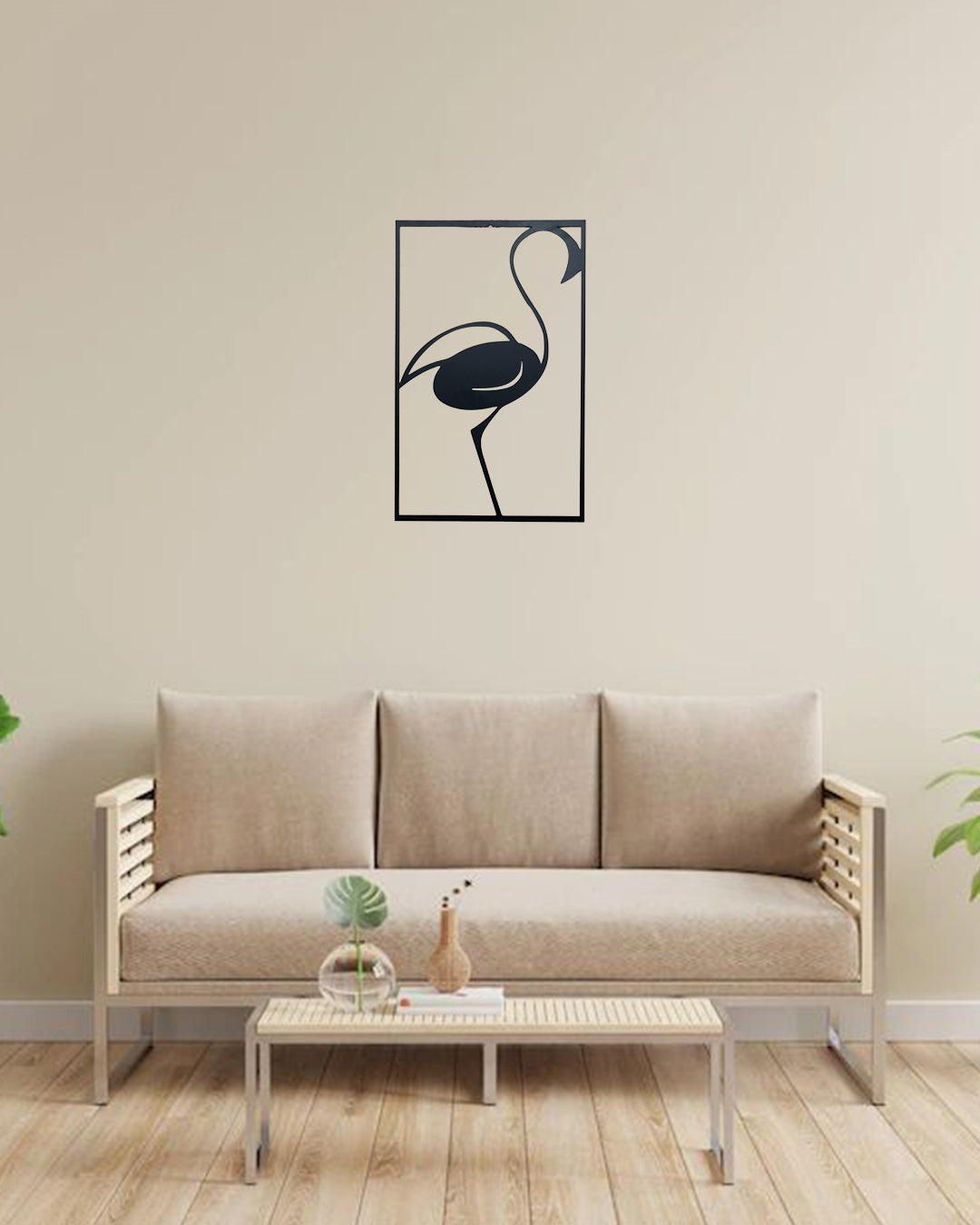 Minimal Flamingo Metal Wall Art | Modern Bird Wall Decor | The Slan