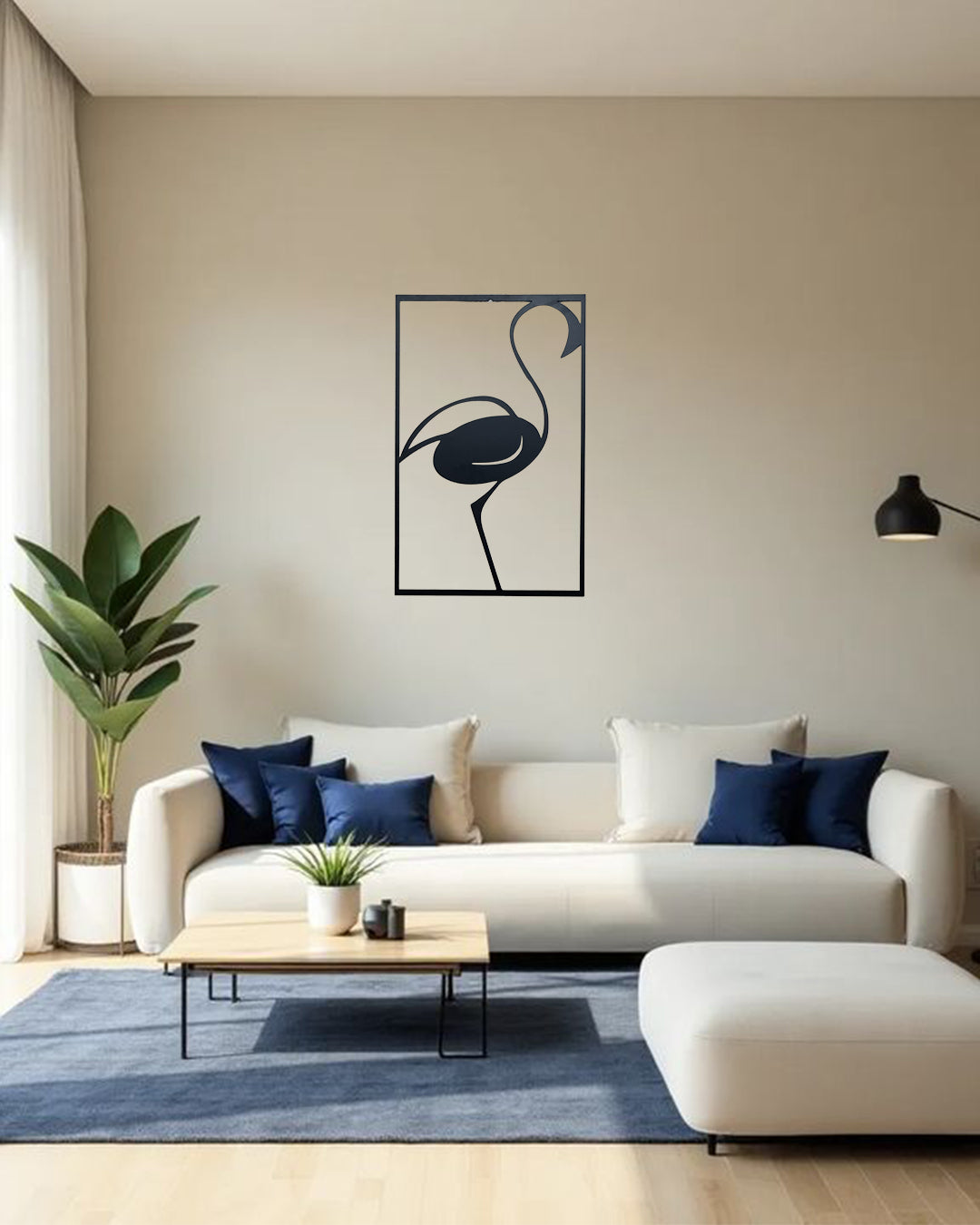 Minimal Flamingo Metal Wall Art | Modern Bird Wall Decor | The Slan