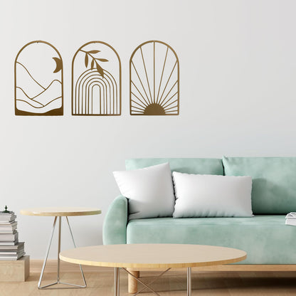 Minimal Abstract Arch Metal Wall Art Set | Modern Boho Decor | The Slan