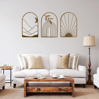 Minimal Abstract Arch Metal Wall Art Set | Modern Boho Decor | The Slan