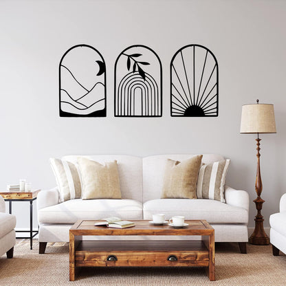 Minimal Abstract Arch Metal Wall Art Set | Modern Boho Decor | The Slan