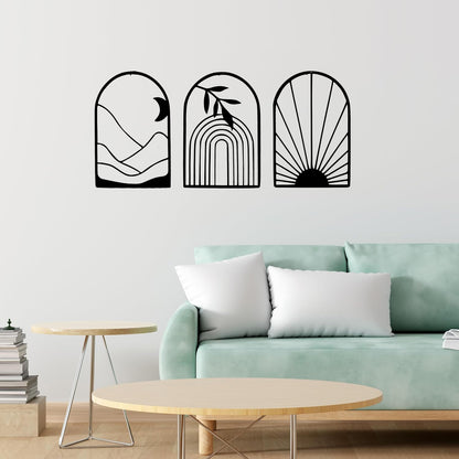 Minimal Abstract Arch Metal Wall Art Set | Modern Boho Decor | The Slan