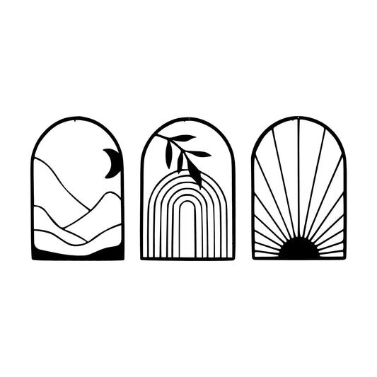 Minimal Abstract Arch Metal Wall Art Set | Modern Boho Decor | The Slan