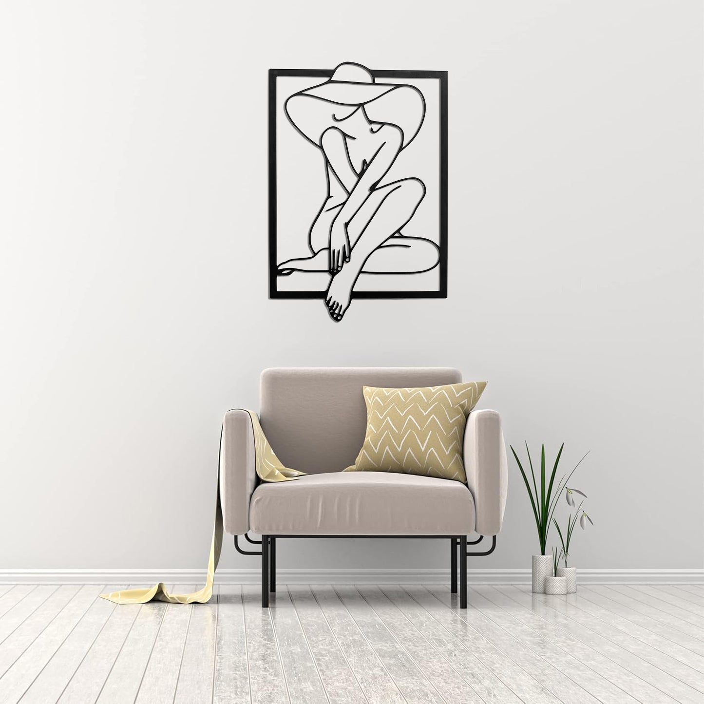 Minimal Woman Line Art Metal Wall Decor | Luxury Abstract Art | The Slan