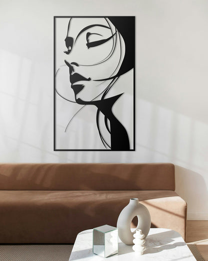 Abstract Woman Face Metal Wall Art | Luxury Portrait Decor | The Slan
