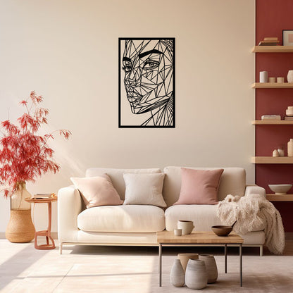 Geometric Woman Portrait Metal Wall Art | Abstract Face Decor | The Slan