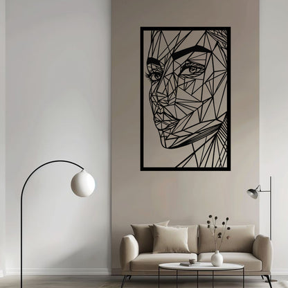 Geometric Woman Portrait Metal Wall Art | Abstract Face Decor | The Slan