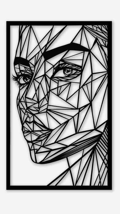 Geometric Woman Portrait Metal Wall Art | Abstract Face Decor | The Slan