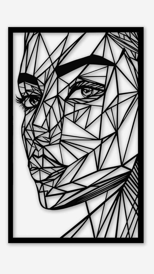 Geometric Woman Portrait Metal Wall Art | Abstract Face Decor | The Slan