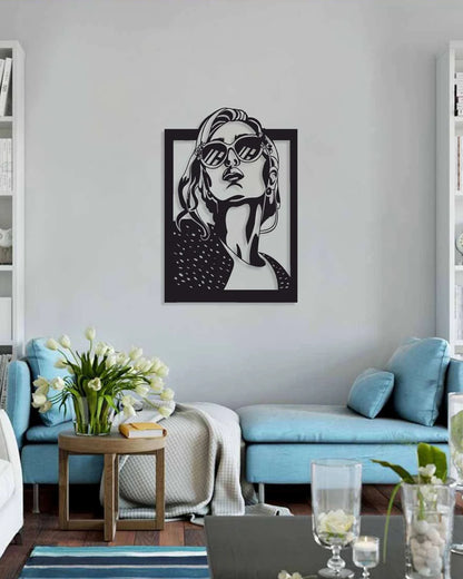 Modern Girl Shades Portrait Metal Wall Art | Luxury Minimal Face Decor | The Slan