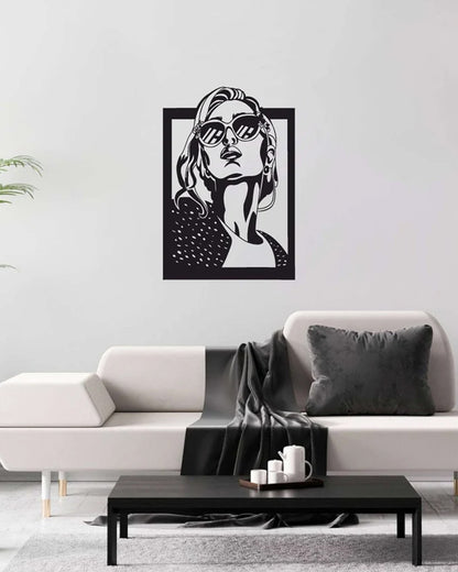 Modern Girl Shades Portrait Metal Wall Art | Luxury Minimal Face Decor | The Slan