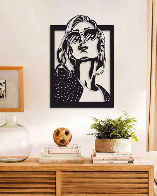 Modern Girl Shades Portrait Metal Wall Art | Luxury Minimal Face Decor | The Slan