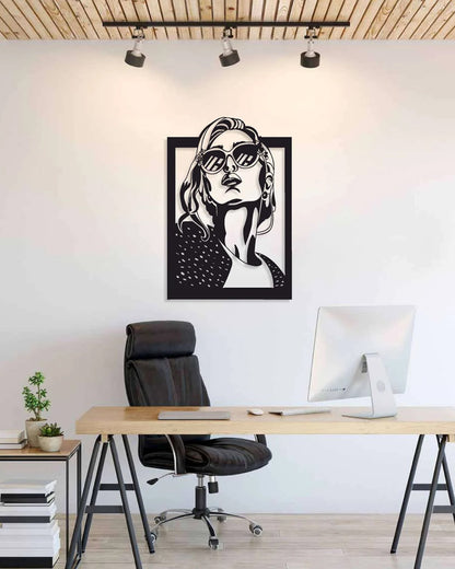 Modern Girl Shades Portrait Metal Wall Art | Luxury Minimal Face Decor | The Slan