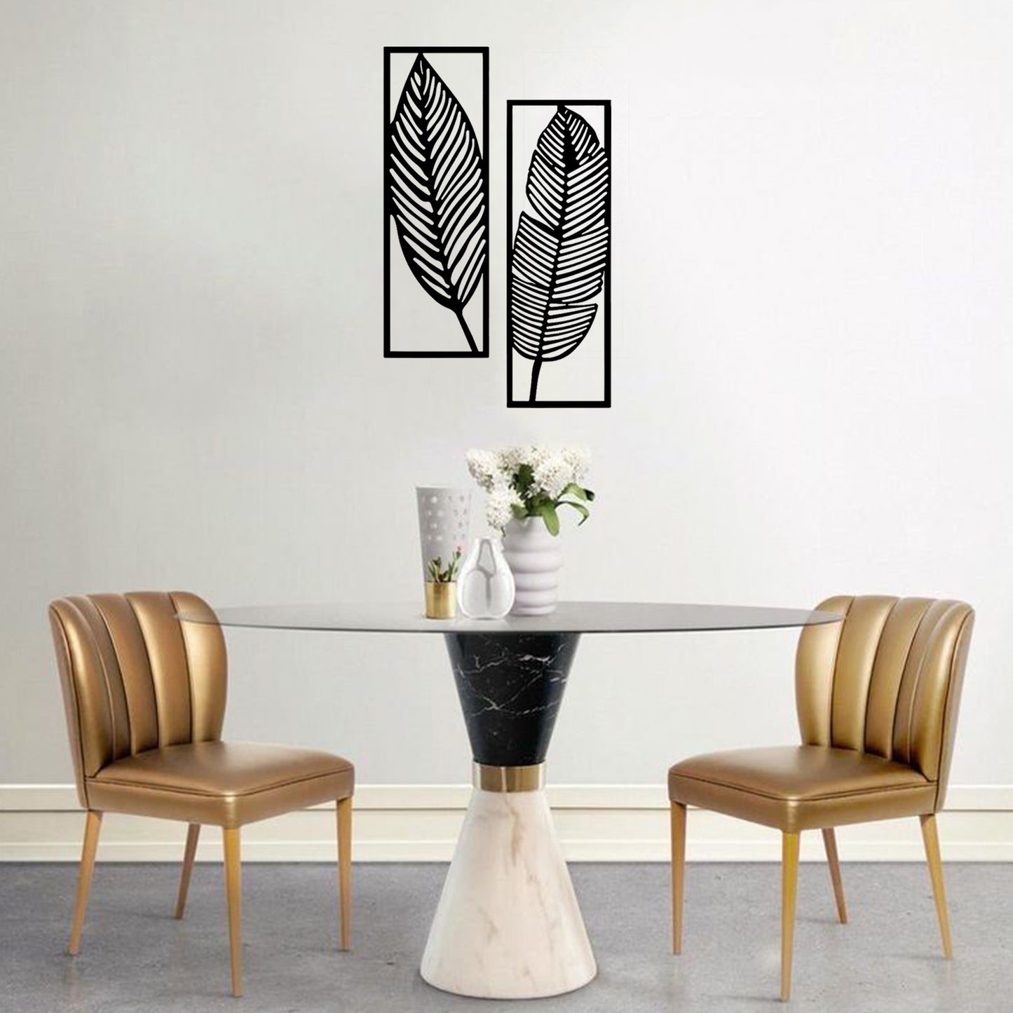 Tropical Leaf Metal Wall Art Set of 2 | Botanical Decor | The Slan