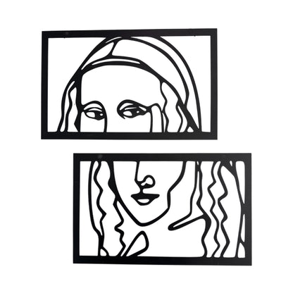 Minimal Mona Lisa Metal Wall Art Set | Abstract Portrait Decor | The Slan