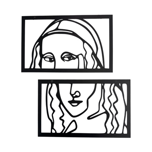 Minimal Mona Lisa Metal Wall Art Set | Abstract Portrait Decor | The Slan