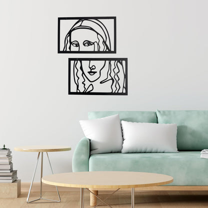 Minimal Mona Lisa Metal Wall Art Set | Abstract Portrait Decor | The Slan