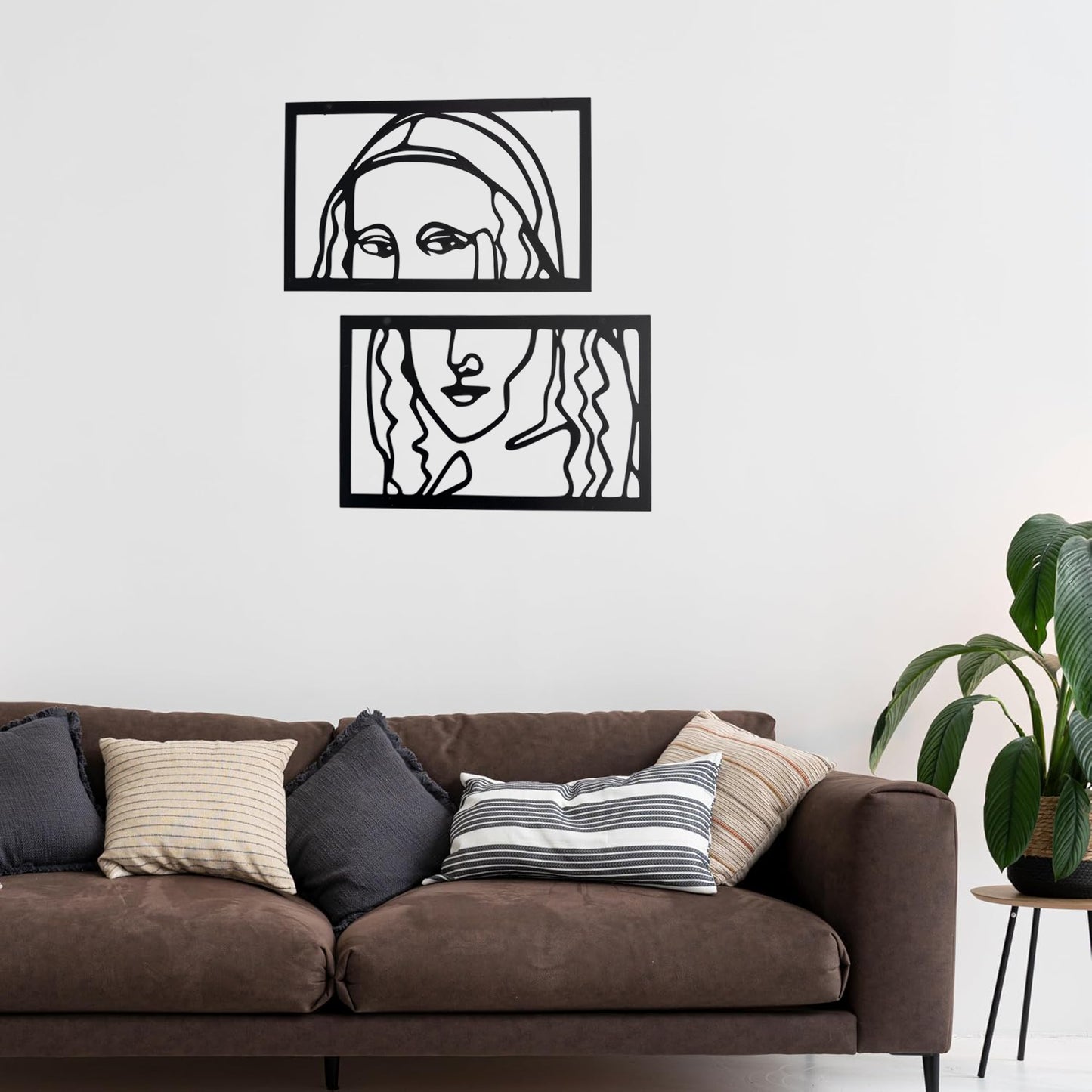 Minimal Mona Lisa Metal Wall Art Set | Abstract Portrait Decor | The Slan