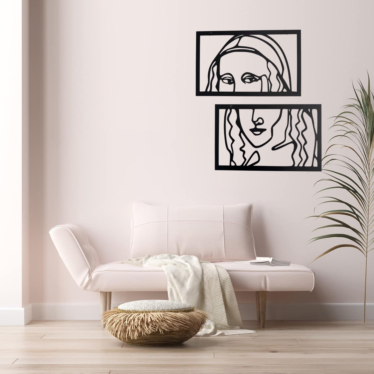 Minimal Mona Lisa Metal Wall Art Set | Abstract Portrait Decor | The Slan