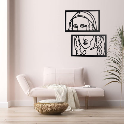 Minimal Mona Lisa Metal Wall Art Set | Abstract Portrait Decor | The Slan