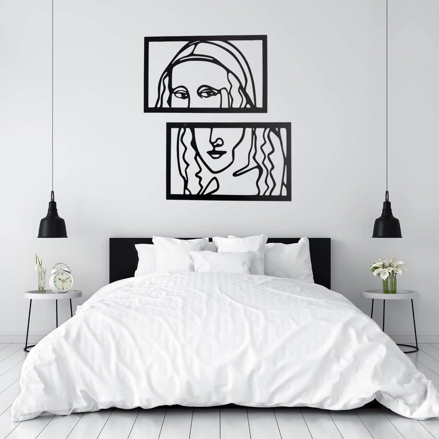 Minimal Mona Lisa Metal Wall Art Set | Abstract Portrait Decor | The Slan