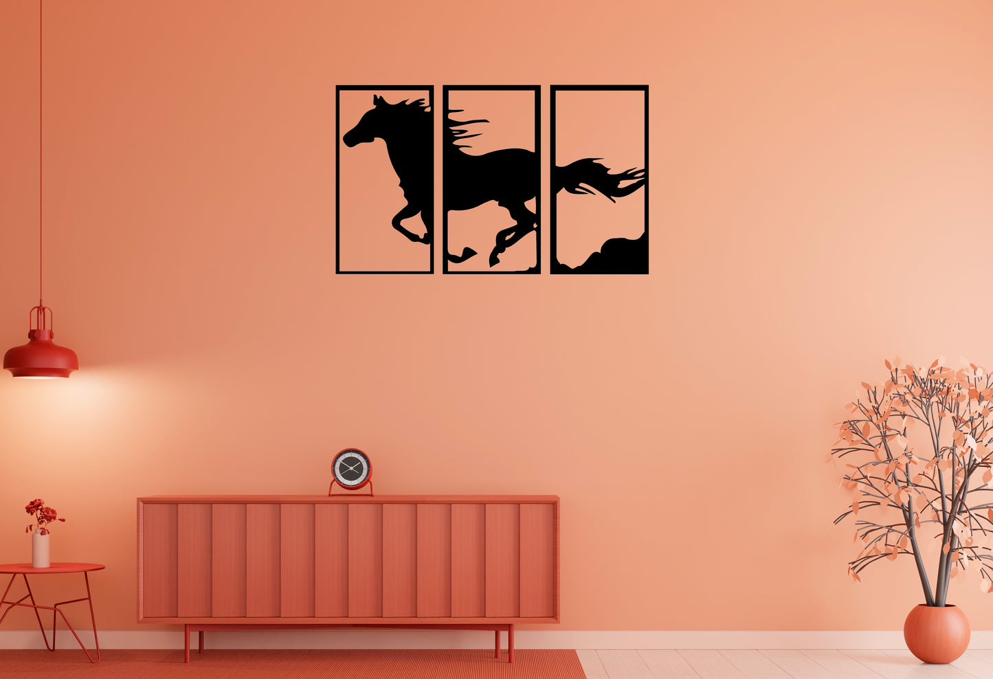 Running Horse Set of 3 Metal Wall Art | Luxury Horse Decor | The Slan
