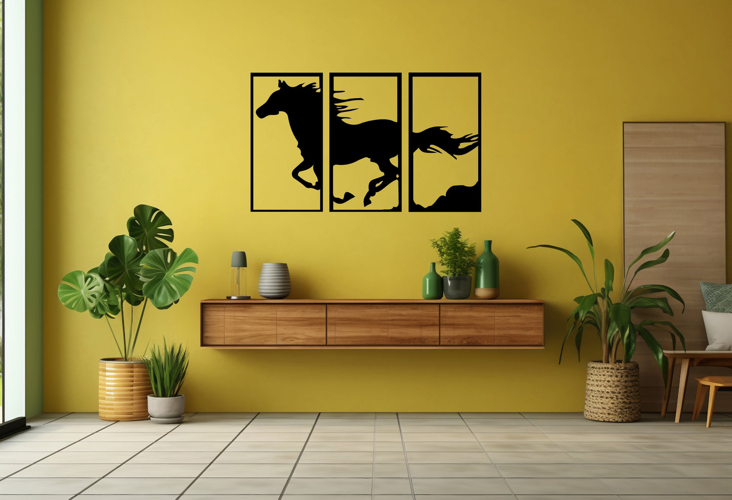 Running Horse Set of 3 Metal Wall Art | Luxury Horse Decor | The Slan